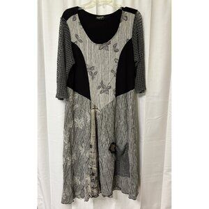 Lee Andersen Womens Art to Wear Mixed Media Dress Lagenlook Large
